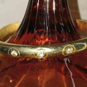 Gold tone art deco rhinestone bangle bracelet